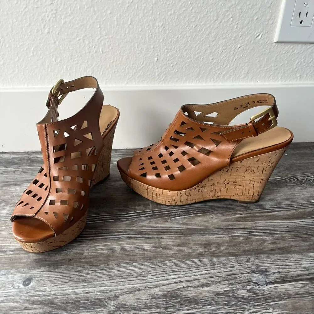 Franco Sarto Chic Sassy Laser Cutout Wedge Sandals